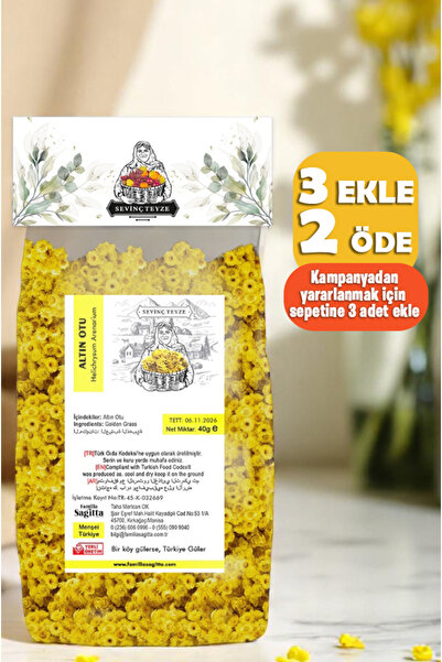Organik Teyze Sevinç Teyze Altın Otu, Ölmez Çiçek, Sarı Solmaz, Helichrysum A...