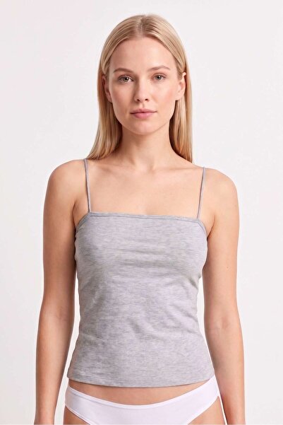OBJE Women's Grimelange Lycra Cotton Strapless Tank Top with String Straps