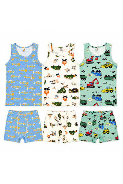elmas kids Set de 3 maiouri și 3 boxeri pentru băiat, 100% bumbac