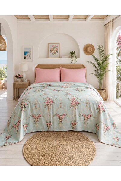 Eponj Home Çift Kişilik Doğal Pike Baskılı Alanur Mint