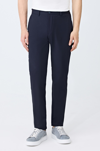 Tween Relaxed Fit (Pilesiz) Lacivert Armürlü Kumaş Pantolon