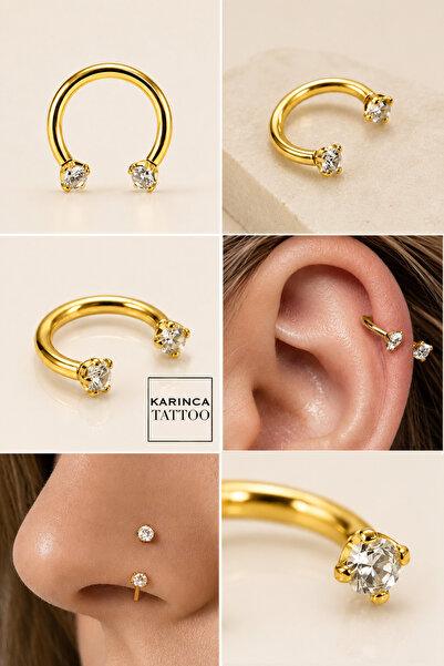 Karınca Piercing Luxury Halka Taşlı Piercing Kulak Helix Dudak Rook Conch Göb...