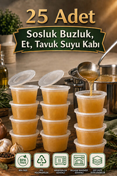 Ezupack 25 Adet Sızdırmaz 120 ml Mini Saklama Kabı Sosluk Buzluk Kabı, Et Suy...