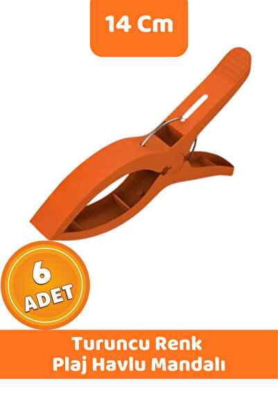 CANVELA 6 Adet Turuncu Mandal XL Büyük Boy Şezlong Plaj Havlu Mandalı Halı As...