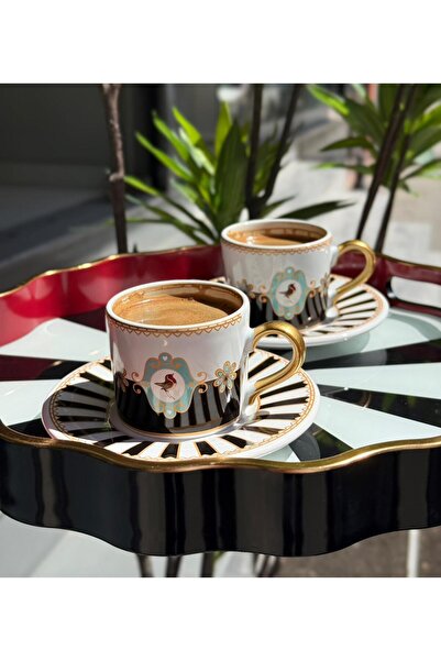 Onedekor 2 Kişilik Piano Black Soho Double Kahve Fincanı