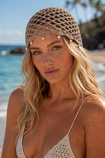 TOM COMPANY Mink-Pearl Embroidered Knitted Bohemian Hair Accessory Mesh Summe...