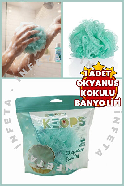 İnfeta 1 Adet Okyanus Kokulu Sabunlu Banyo Lifi Lüks Pufidik Lif Banyo Kesesi