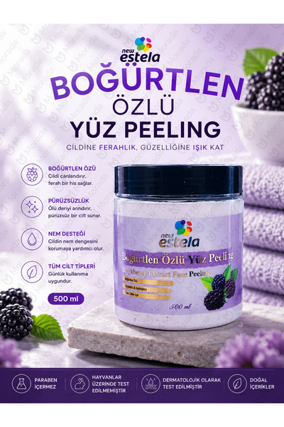 new estela PROFESYONEL BÖĞÜRTLEN / BLACKBERRY ÖZLÜ YÜZ PEELİNG 500ML
