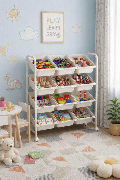 Shangxing Deluxe 4-Tier Toy Storage Organizer | 12 Removable Bins for Playroo...
