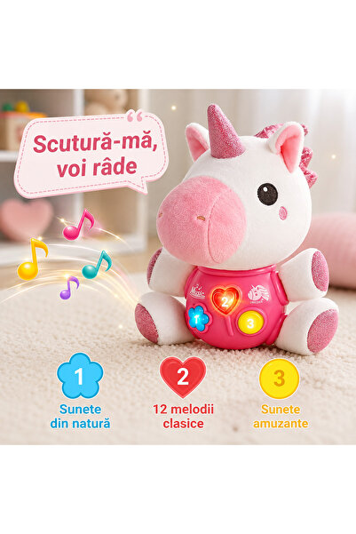 Salamandra Kids Jucarie Educativă Unicorn Interactiv de Plus cu Muzică și Lumini