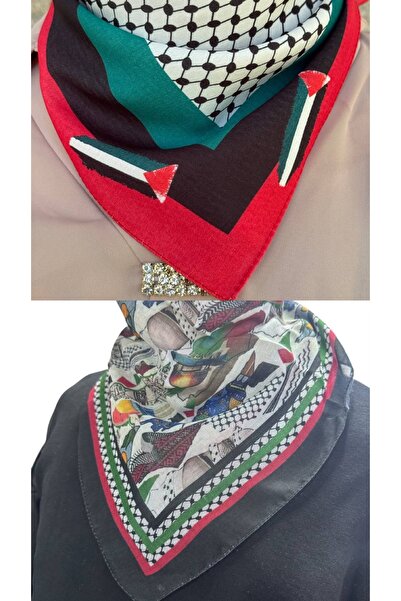 ALDAIYR 2 bucăți eșarfe cu tematică palestiniană 50x50, unisex, potrivite pen...