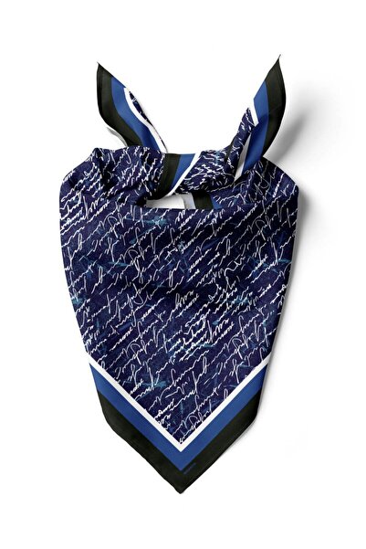 Modabutik Violla H25 Kadın Mavi Not Desenli 50x50 Bandana
