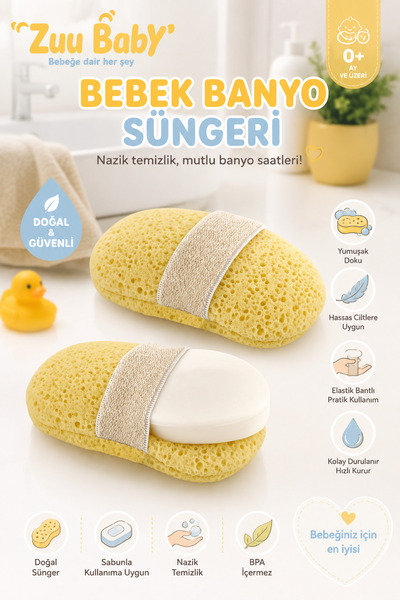 Sepetkitchen Bebek Lüx Banyo Süngeri Sarı