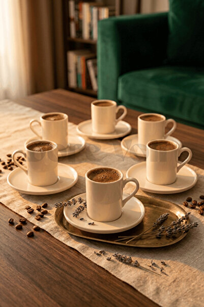 Dore Voir 6-Piece Porcelain Turkish Coffee Cup Set-110 ml