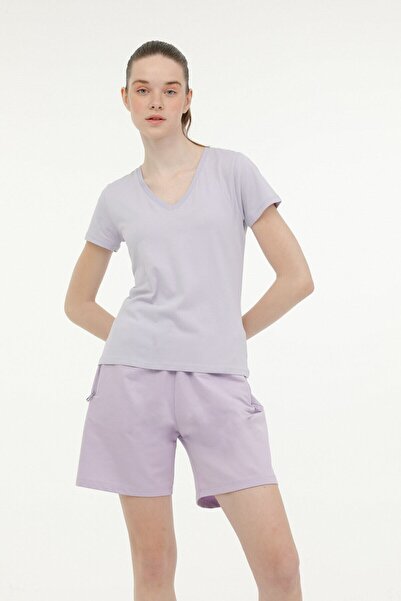 lumberjack W-CT130 BASIC V NECK T-SH Ліловий жіночий футболка з коротким рукавом