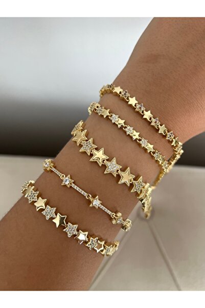 BusradanDesign Special Series Zircon Stone and Plate Model Row Star Design Br...