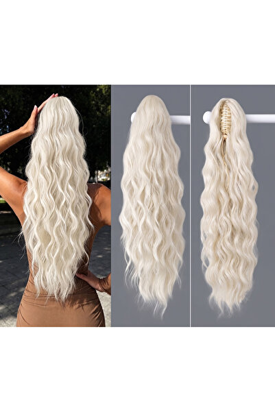 NeednStore Kadın Platin Sarı 60 Cm Dalgalı Tokalı At Kuyrugu Postiş - 1. Kali...