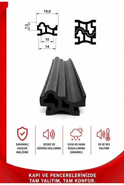 MAKPLASTİK FİTİL PROFİL رقم 70 باب أوتوماتيكي بدون لمس بطول 6 أمتار أسود