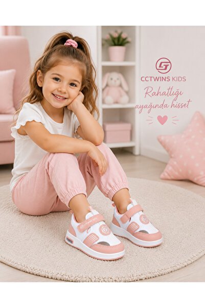 CCTWİNS KİDS IŞIKLI ÇOCUK SPOR SANDALET FİLELİ YAZLIK SNEAKER PUDRA