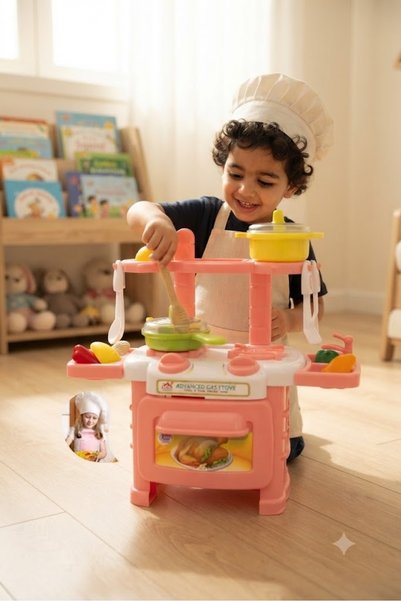FULLJOY Kids' pretend kitchen toy with detachable design and accessories