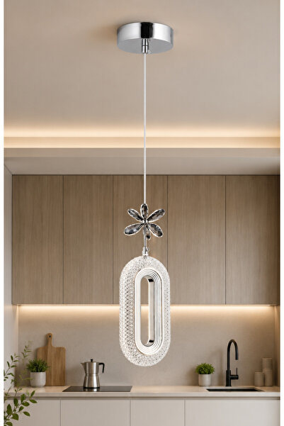 EY-EL TASARIM TEKLİ DEFNE 3 RENK MODLU KRİSTAL TAŞLI LEDLİ SARKIT AVİZE