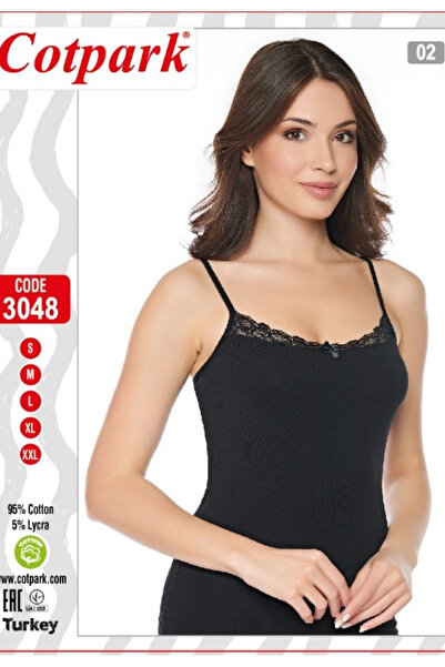 Cotpark Women's 95% Cotton Lycra Lace Detailed Stylish Tank Top with Straps 3...