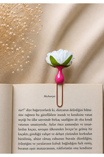 Güsvent Design Co El Yapımı Çiçekli Vazo Kitap Ayracı