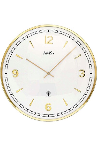 AMS Ceas de perete 5609, cuarț, alb, analogic, modern
