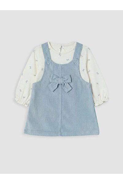 LC Waikiki Baby Girl Velvet Salopet Set with Bow (W6)