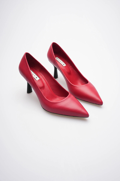 by selvi Lukka Shoes Women's Adal Red Genuine Leather Inner and Outer 11cm He...