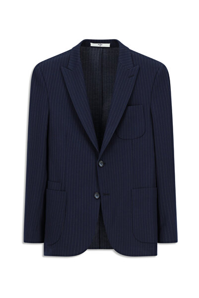 Kiğılı Pointed Collar Striped Classic Jacket