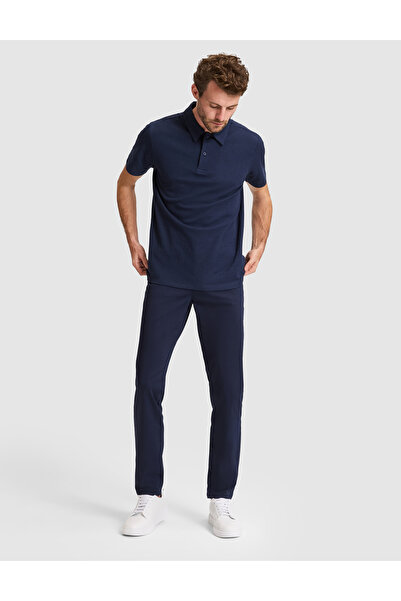 Pierre Cardin Navy Blue Slim Fit Basic Canvas Trousers 50305450-Vr033