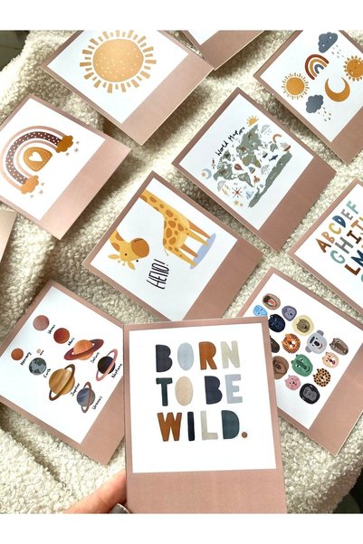 Pankart Evi 12 Pieces Decorative Pola Card Set for Baby Kids Scandinavian Style Bohemian Board