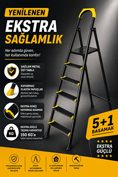 LAVİNGER Ze Hardy 5+1 Basamaklı Özel Tasarım Hafif Merdiven (Kaymaz Papuçlu) ...