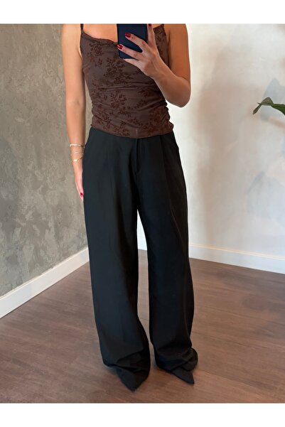 Qu Style Siyah Palazzo Pantolon