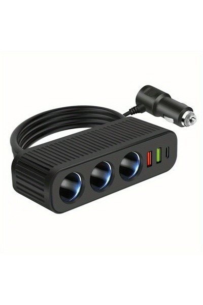Choice شاحن سيارة USB بقوة 120 واط، مقبس متعدد الوظائف 4 في 1، ولاعة سجائر، م...
