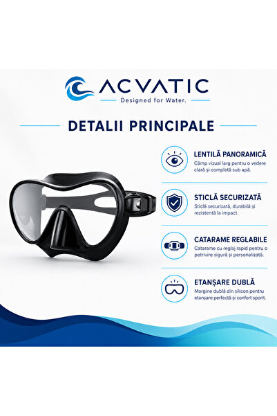 OEM Mască snorkeling și scufundări ACVATIC, lentilă panoramică anti-aburire, ...