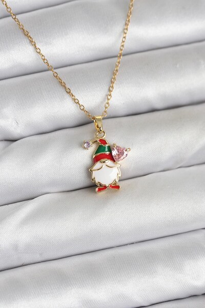 Inure Jewelry قلادة نسائية من الفولاذ 316L بلون ذهبي بتصميم عيد الميلاد