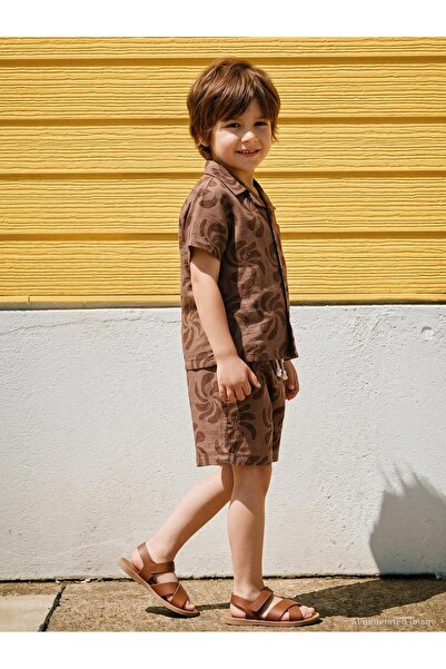 Civil Boys 2-5 Years Old Set with Empirme Shirt - Brown