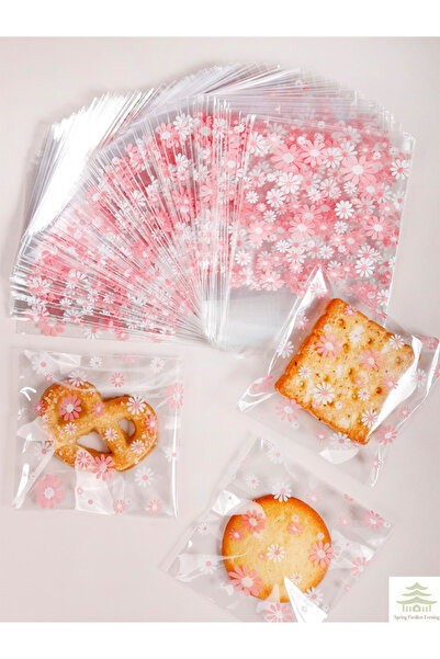 Choice SK-J1671 100pcs Plastic Packing Bags Flower Self-Adhesive Bags for Bis...