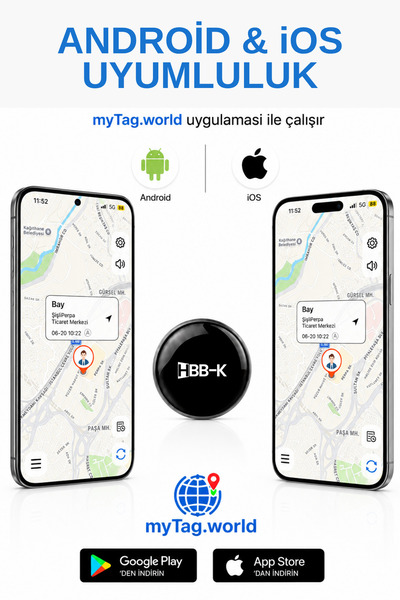 HBB-K TAG İOS & Android Uyumlu Airtag Gps Takip Cihazı(2'li Paket)