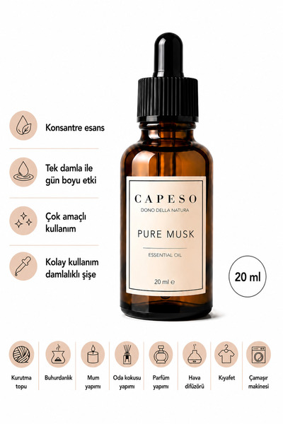 Capeso Pure Musk Misk Esansiyel Yağ 20 ml Sıcak, Derin ve Etkileyici Koku