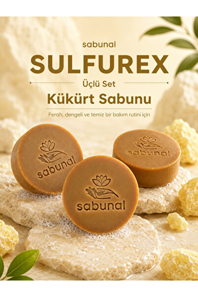 sabunal Sulfurex Sulfur Soap 3 Pcs - Natural Care Soap for Oily Skin, Pore & ...