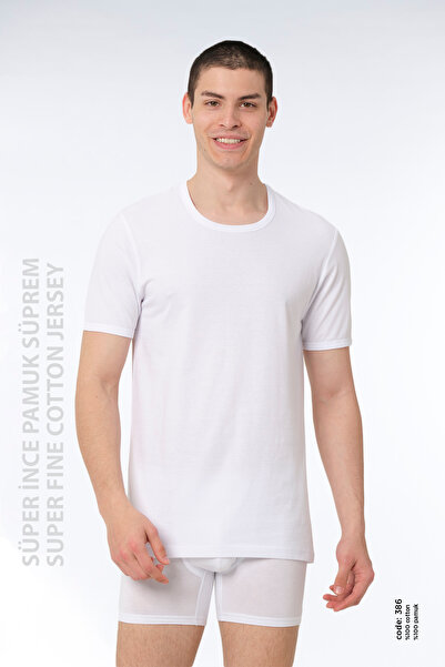 FSM1453 Men's Super Thin Cotton Single Jersey Short Sleeve Undershirt 6 Pcs -...
