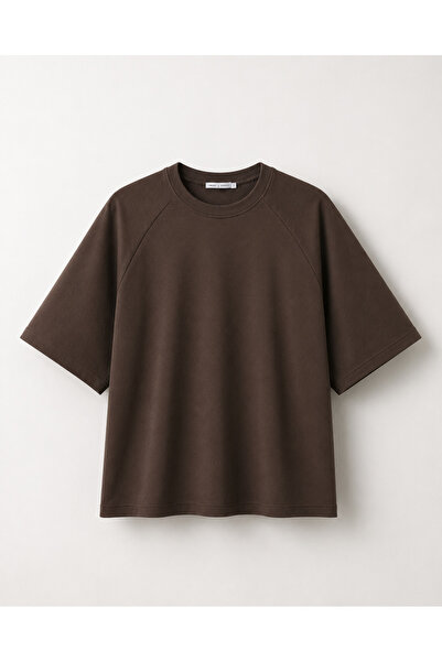 olleo studio Women's Brown Soft Textured Modal Short Sleeve Tshirt