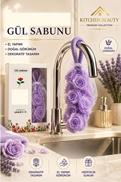 Kitchen Beauty Mor Gül Şekilli Kokulu Dekoratif Sabun | Doğal İçerikli Kokulu...