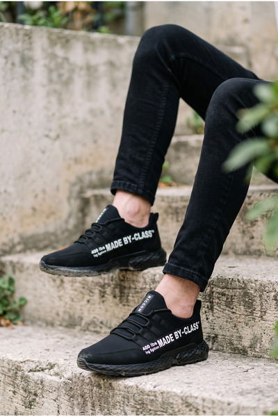 Riccon Siyah Beyaz Erkek Cilt Sneaker 0012SANTO