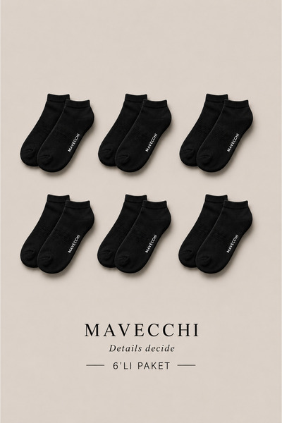 MAVECCHI 6 Pairs Boxed Premium Women's Black Cotton Seamless Booties Socks