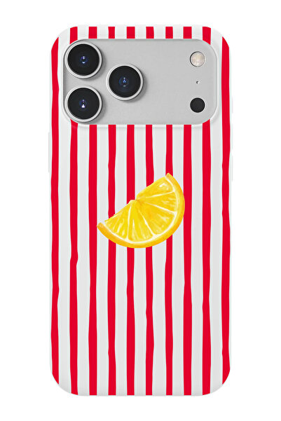 shoptocase iPhone 17 Pro Uyumlu Lemon Desenli İçi Süet Lansman Telefon Kılıfı
