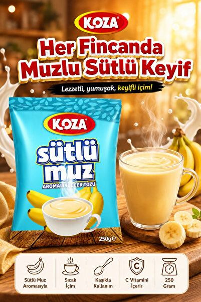 Koza Gurmelerin Seçimi Sütlü Muz Aromalı Sıcak İçime Uygun Premium İçecek Tozu 250 Gram